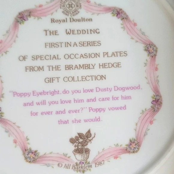 Vintage Royal Doulton Brambly Hedge - The Wedding - Jill Barklem 1987 Plate
